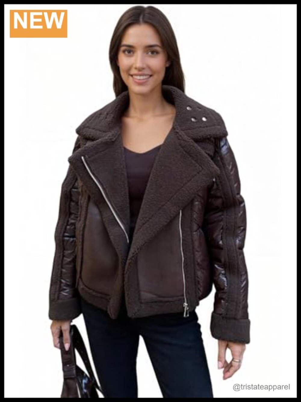 Womens Sherpa Lined Quilted Puffer Jacket Warm Winter Coat
